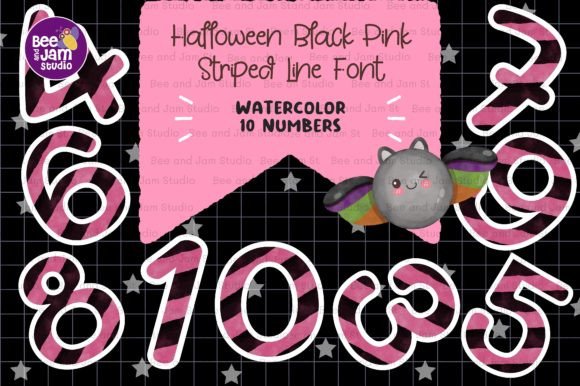 Download Halloween Striped Line Watercolor Number - Watercolor Collection