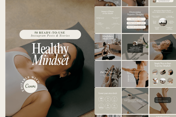 Download Healthy Mindset Instagram Templates - Premium Bundle