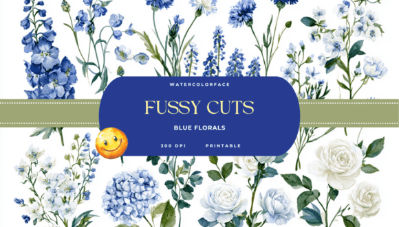 Download Blue Floral Bridal Watercolor Fussy Cuts - Watercolor Collection
